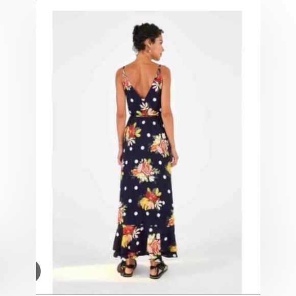 Farm Rio Nanaju Floral Wrap Dress Black Sz Small - Picture 2 of 3